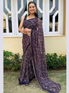 Georgette Saree Wine