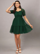 Green Chiffon Midi Western Dress