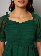 Green Chiffon Midi Western Dress
