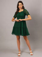 Green Chiffon Midi Western Dress