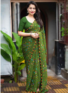 Green Chiffon Saree