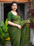 Green Chiffon Saree