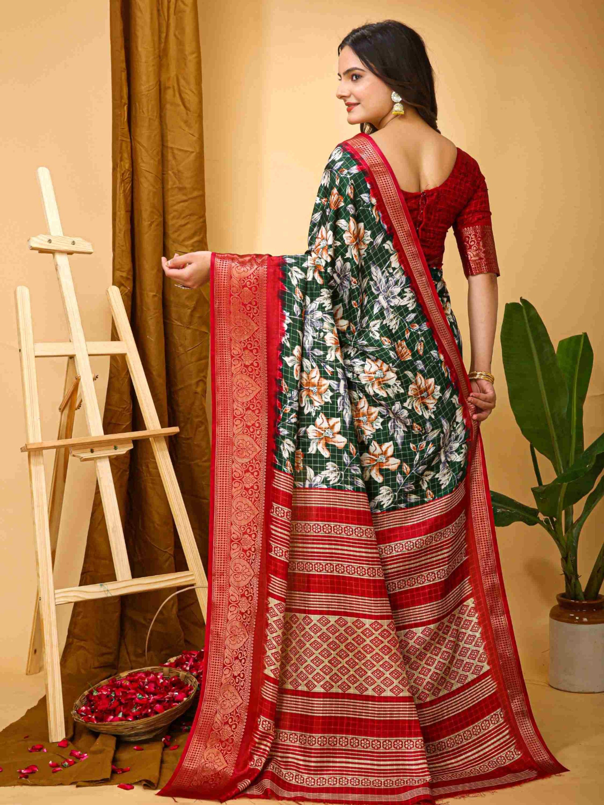 Green Dola Silk Cotton Saree