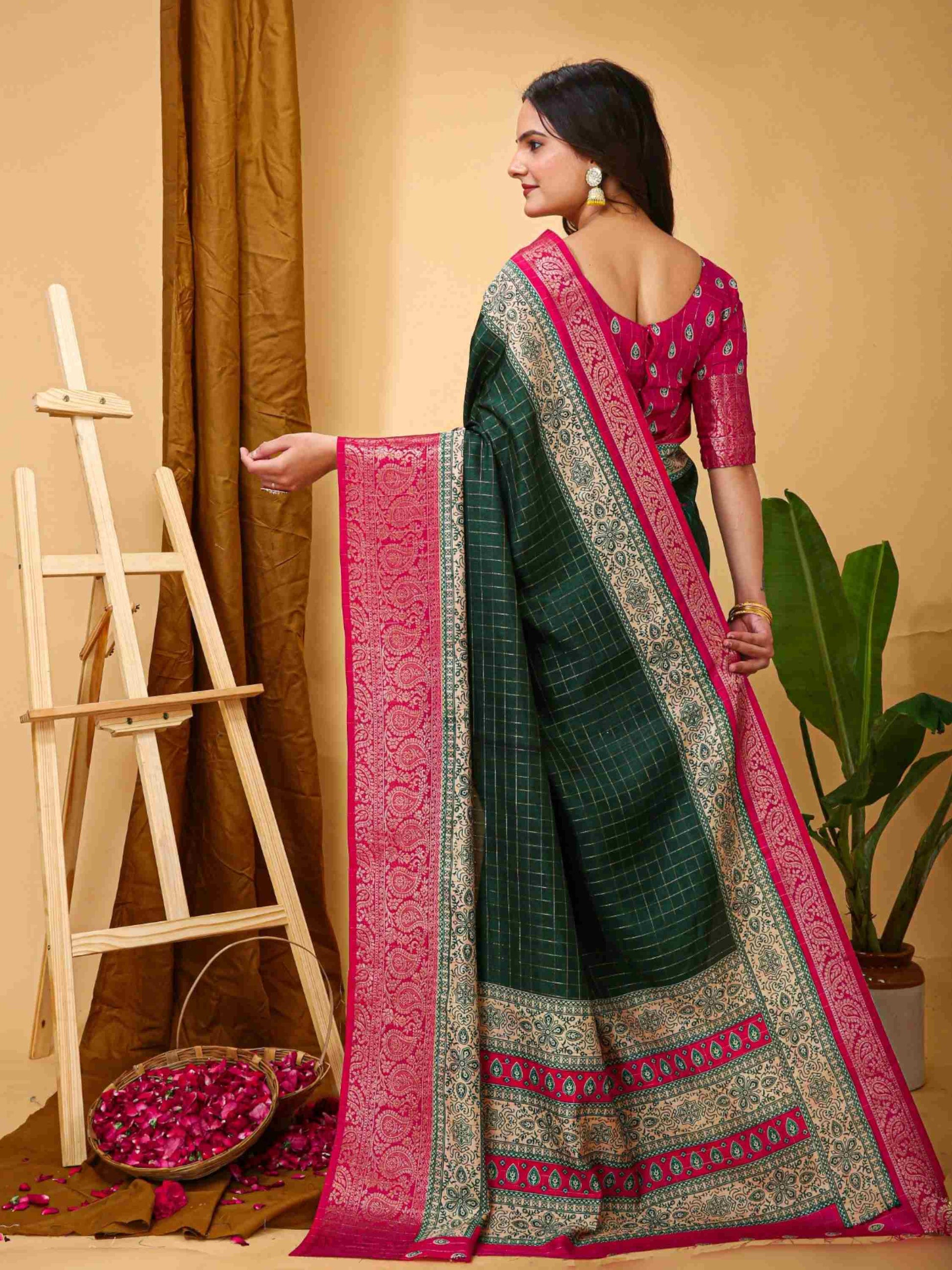 Green Dola Silk Cotton Saree