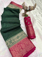 Green Dola Silk Cotton Saree
