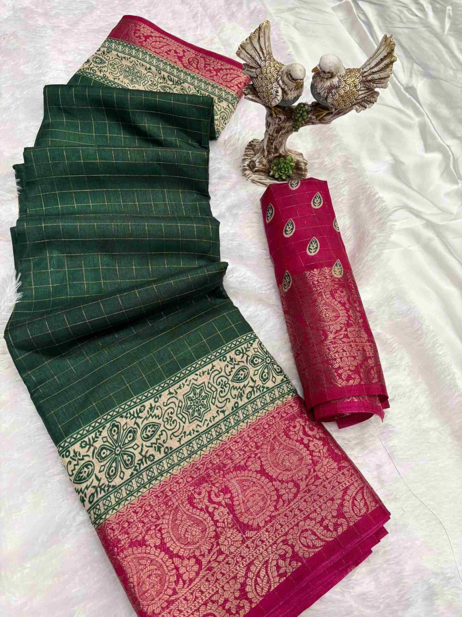 Green Dola Silk Cotton Saree
