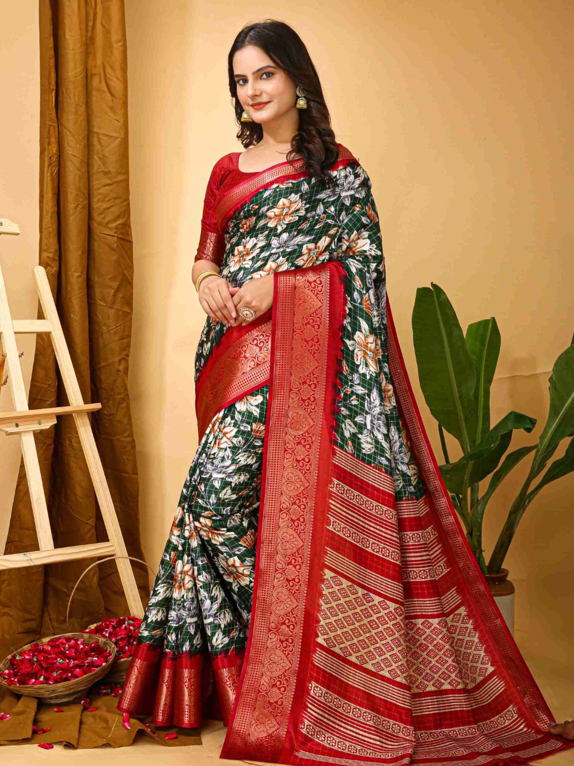 Green Dola Silk Cotton Saree