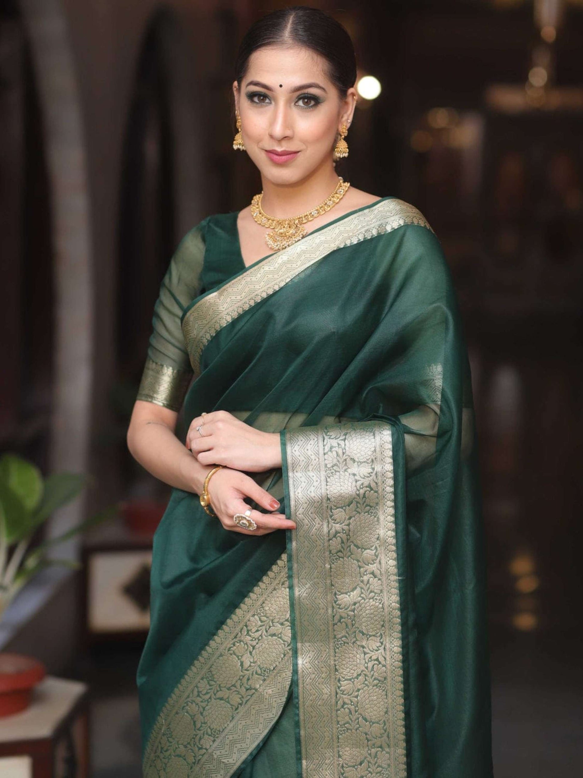 Green Organza Saree