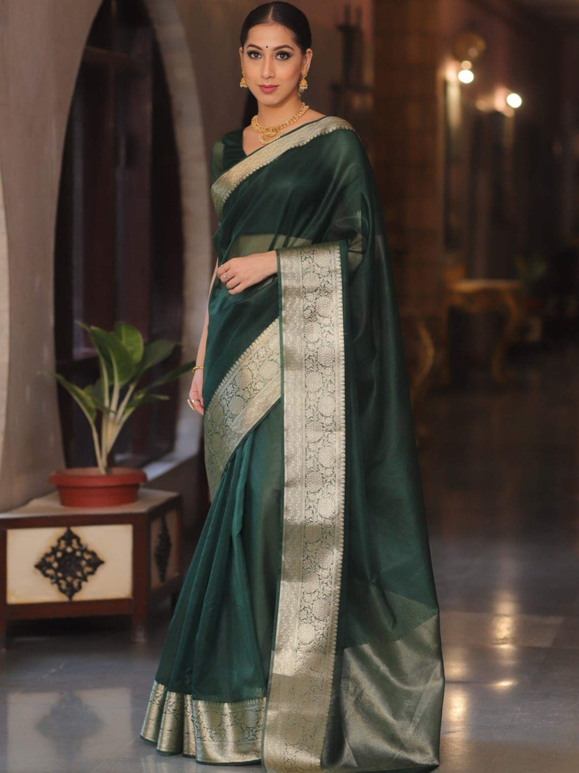 Green Organza Saree