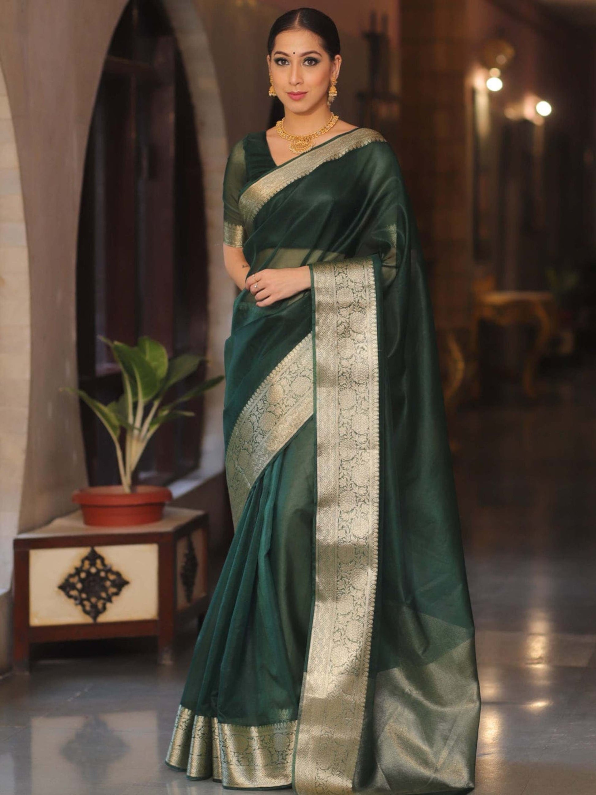 Green Organza Saree