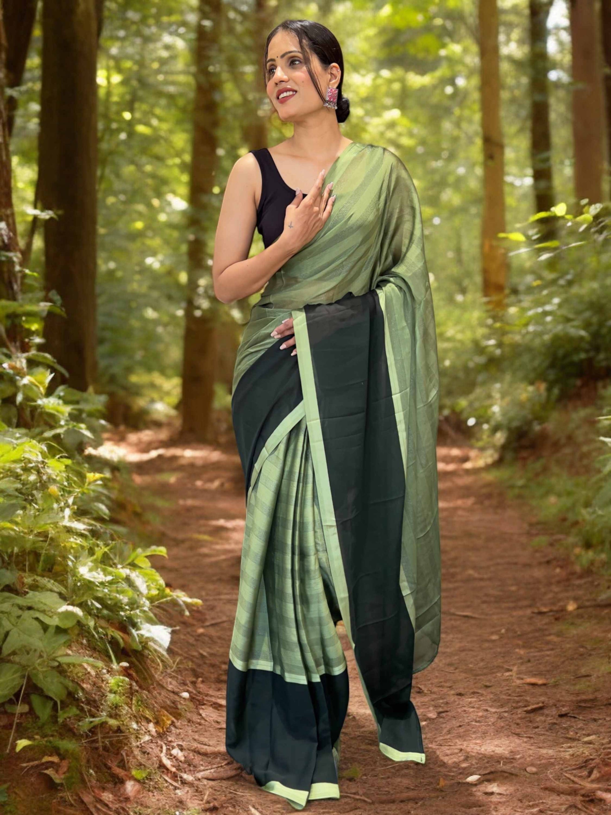 Green Ready to Wear Saree