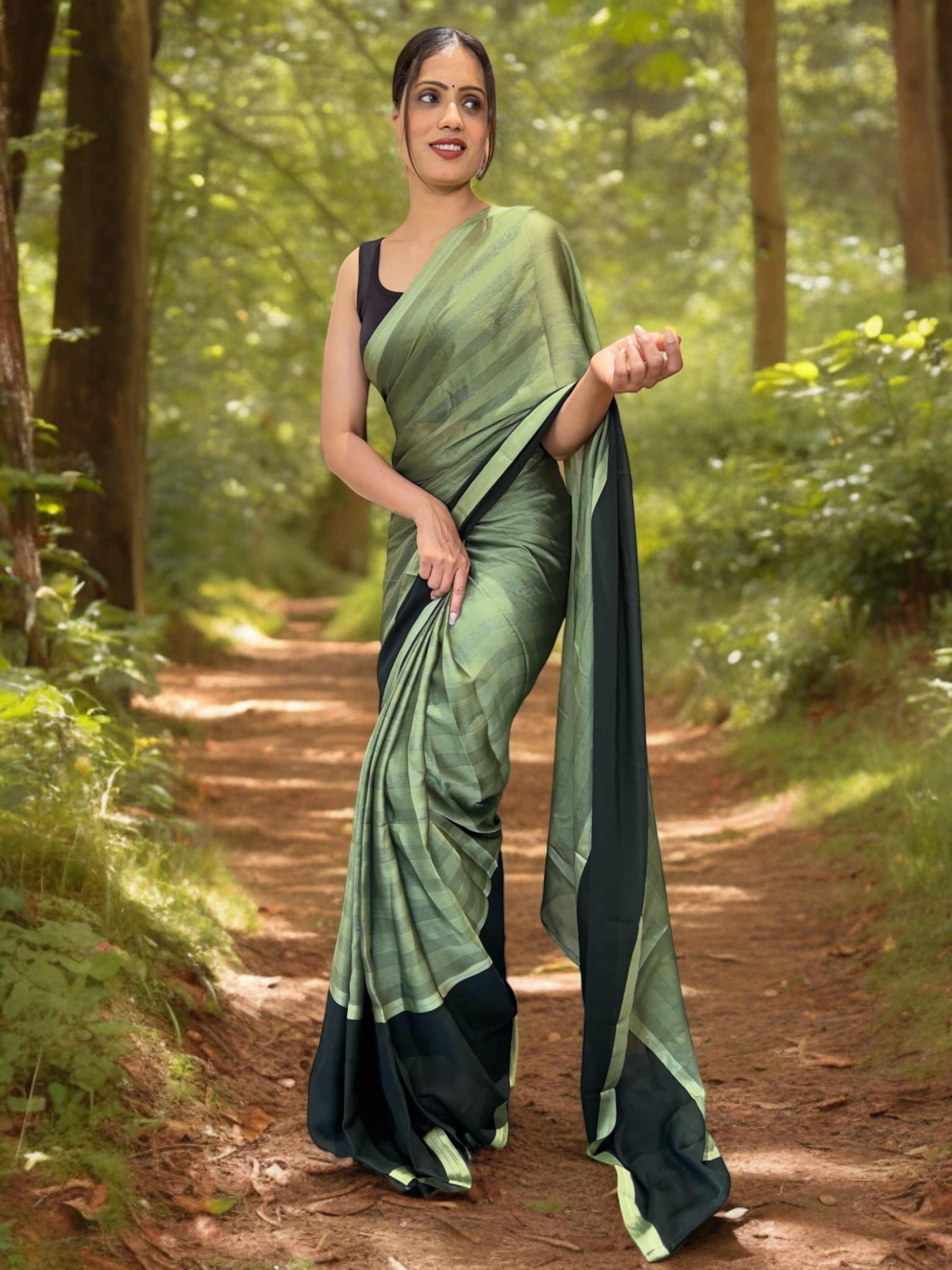 Green Ready to Wear Saree