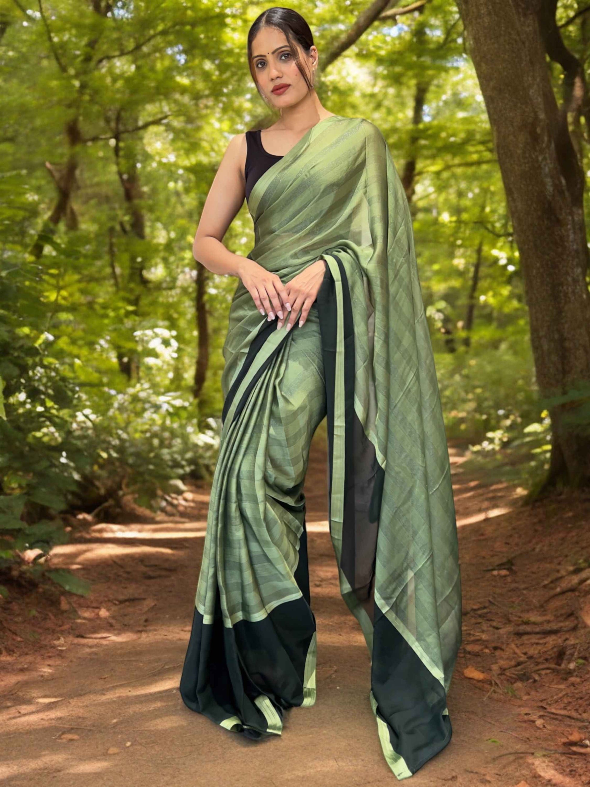 Green Ready to Wear Saree