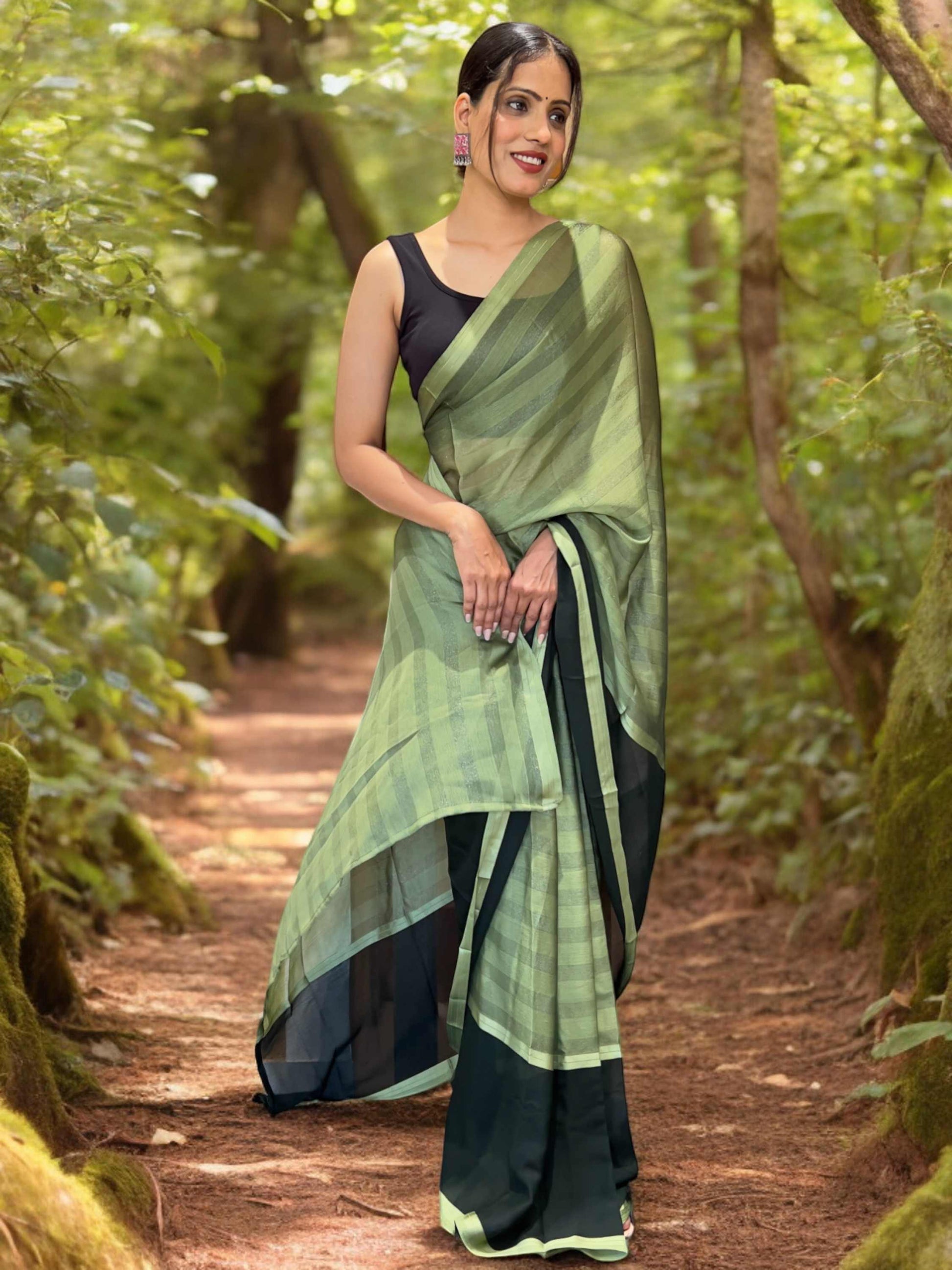Green Ready to Wear Saree
