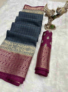 Grey Dola Silk Cotton Saree