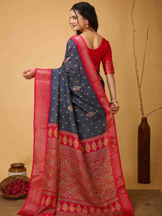 Grey Dola Silk Saree