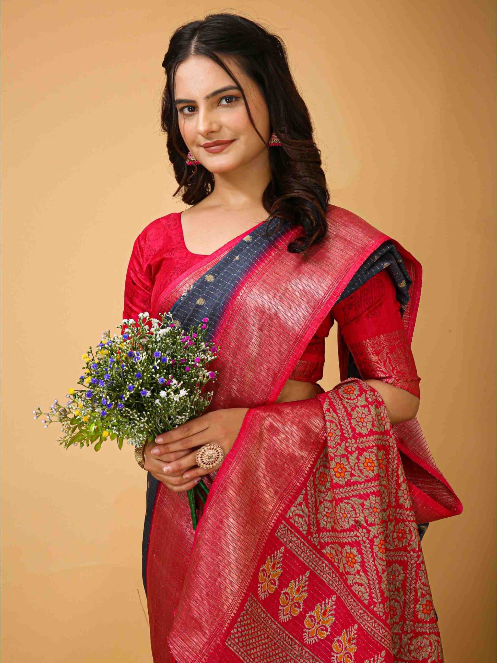 Grey Dola Silk Saree