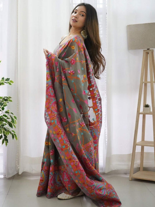 Grey Pashmina Saree