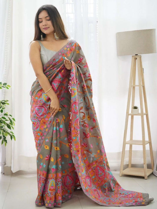 Grey Pashmina Saree
