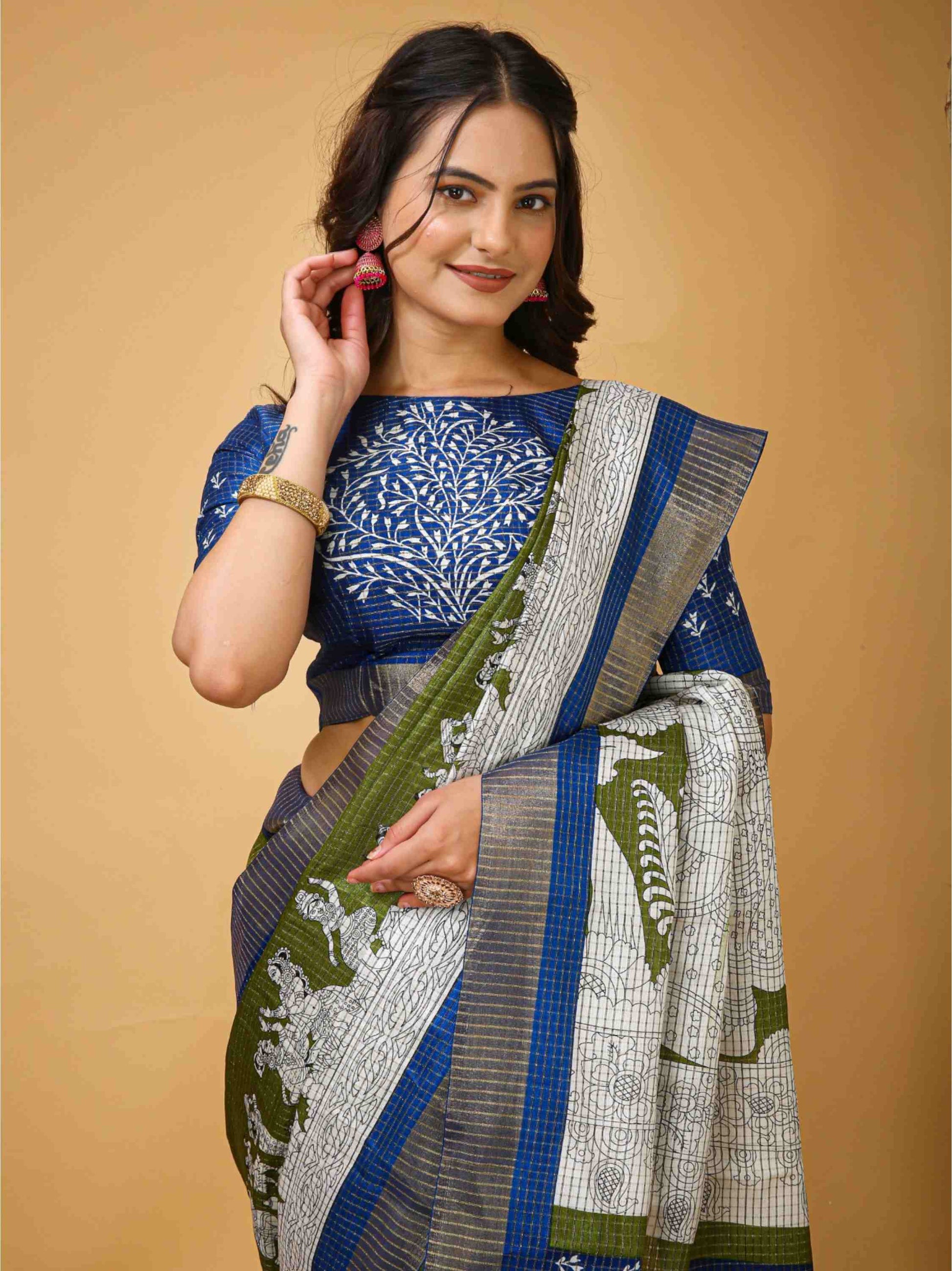 Handloom Cotton Saree Green