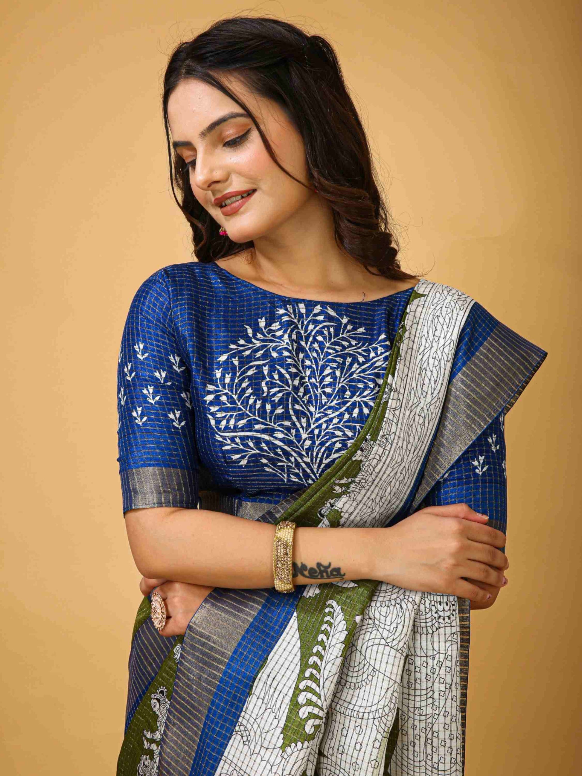 Handloom Cotton Saree Green