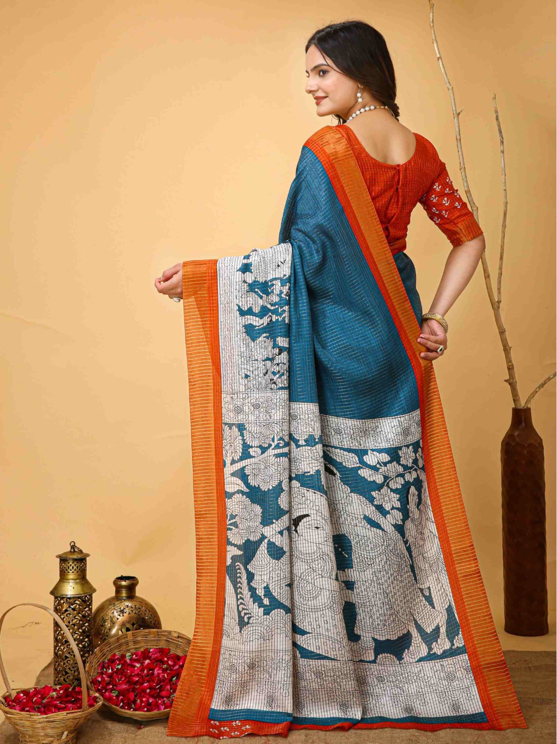 Handloom Cotton Saree Light Blue