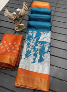 Handloom Cotton Saree Light Blue