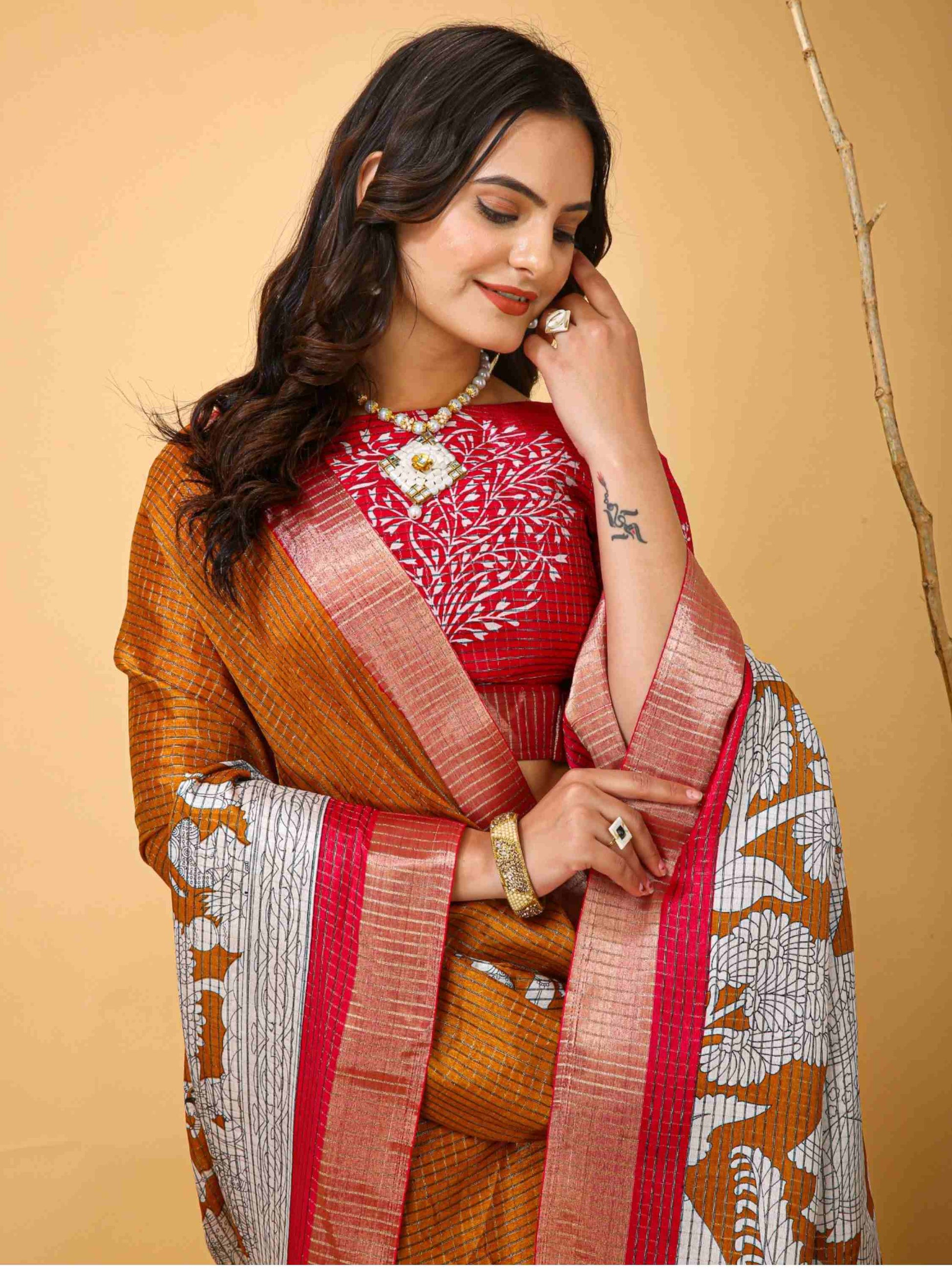Handloom Cotton Saree Mustard