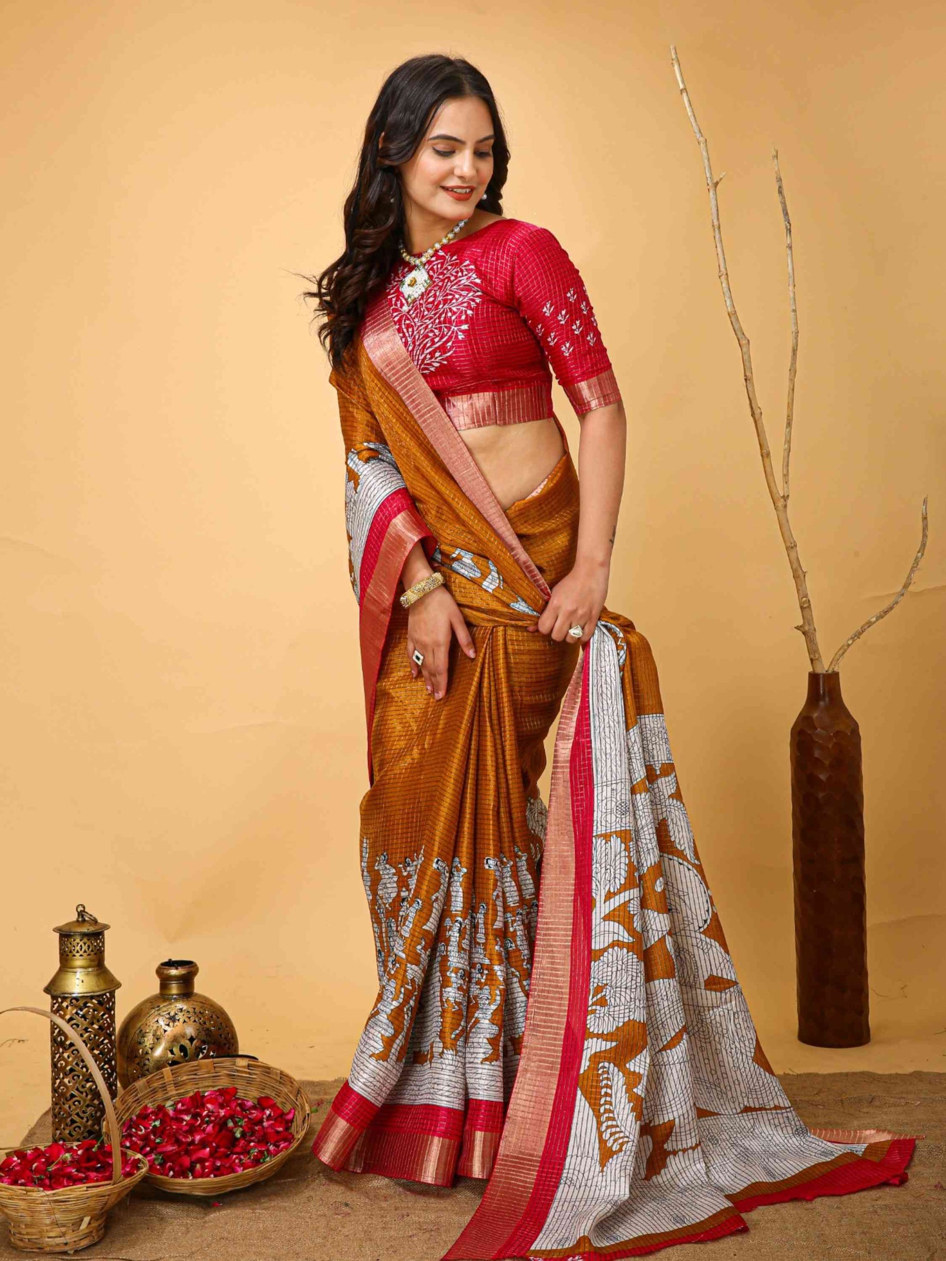 Handloom Cotton Saree Mustard