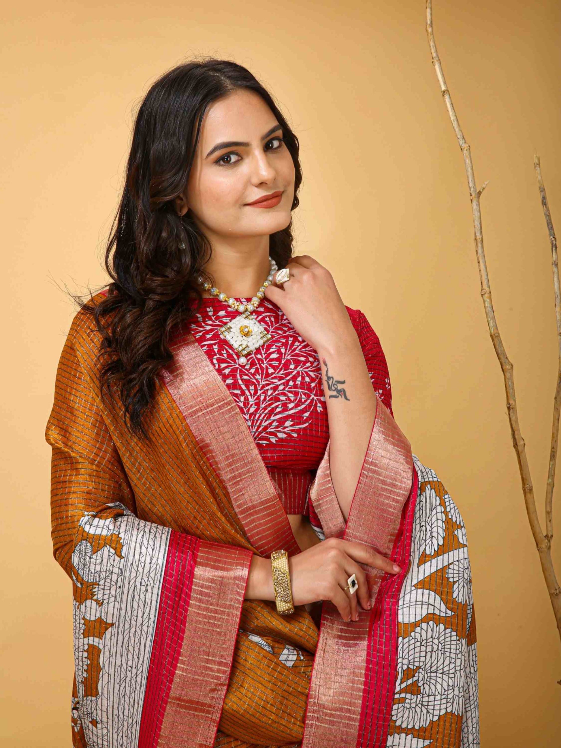 Handloom Cotton Saree Mustard