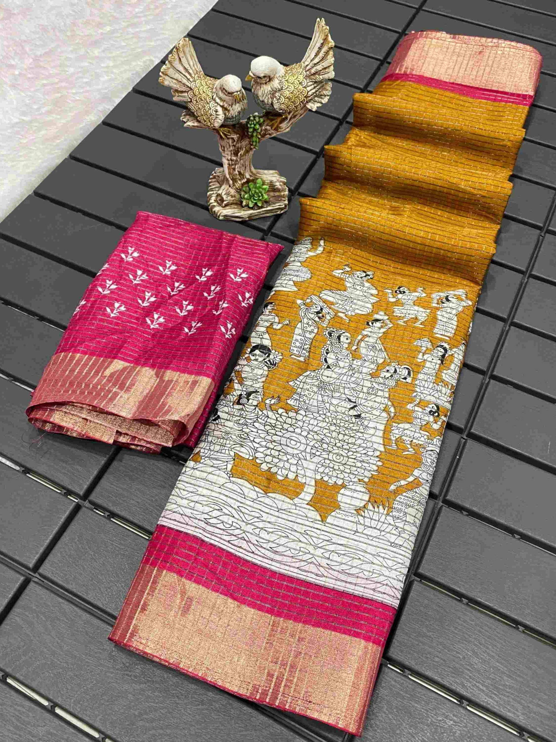Handloom Cotton Saree Mustard