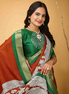 Handloom Cotton Saree Orange