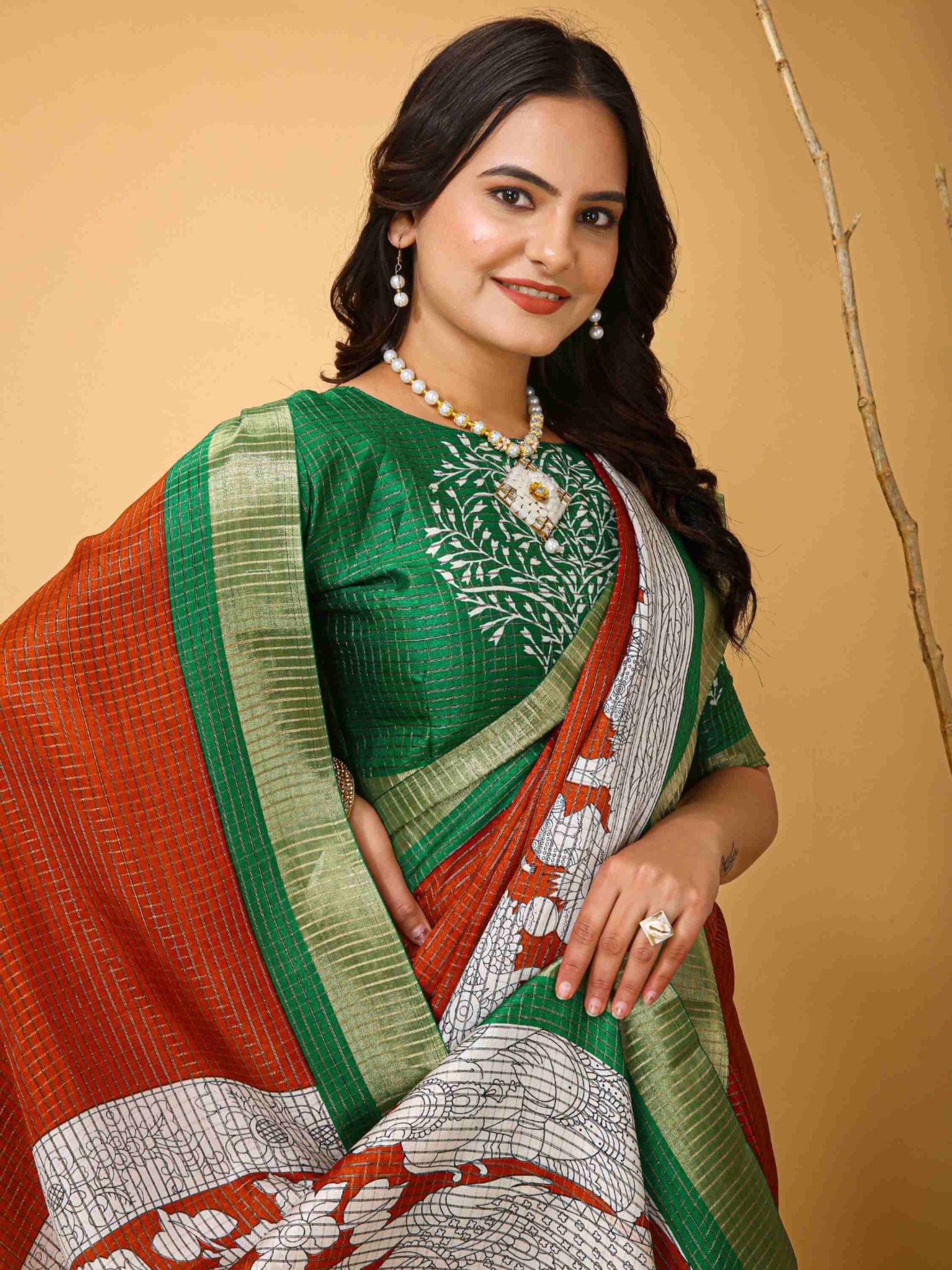Handloom Cotton Saree Orange