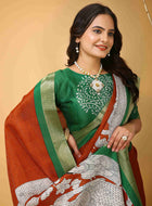 Handloom Cotton Saree Orange