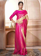 Kanchipuram Silk Saree Cream-Pink