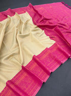 Kanchipuram Silk Saree Cream-Pink