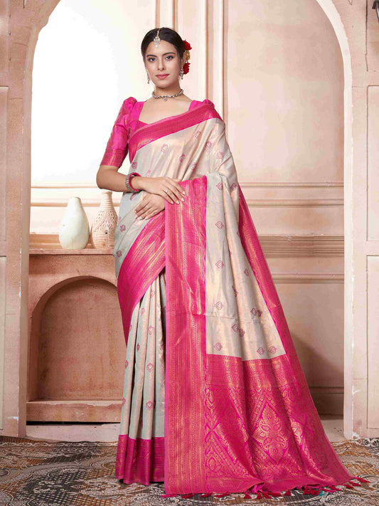 Kanjivaram Saree Cream