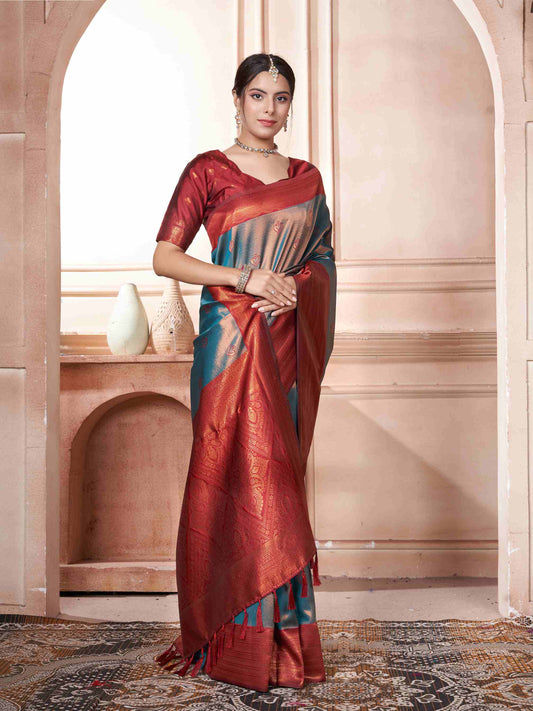 Kanjivaram Saree Turquoise