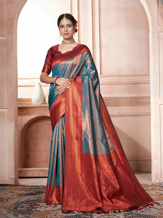 Kanjivaram Saree Turquoise