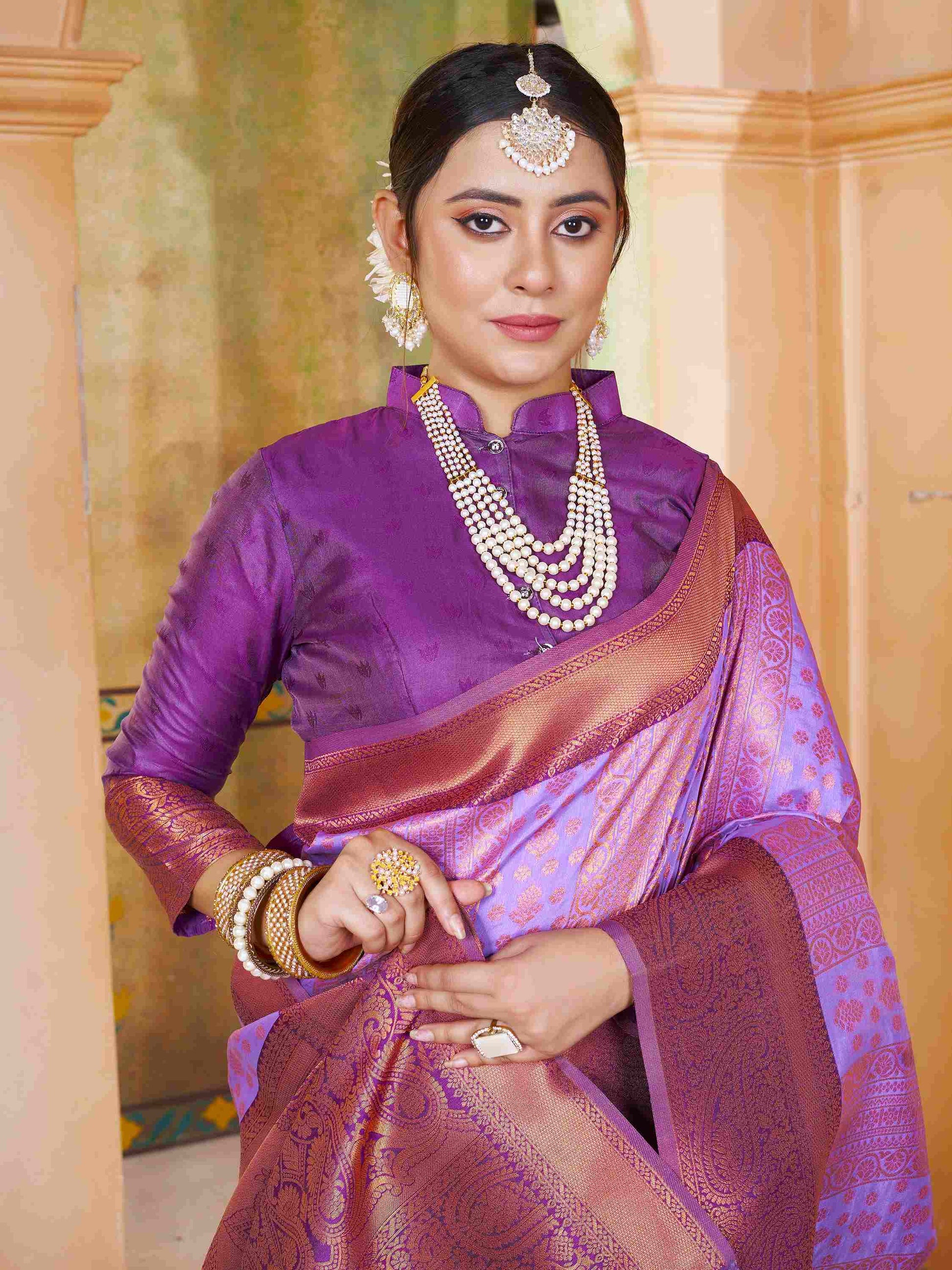 Lavender Kanjivaram Silk Saree