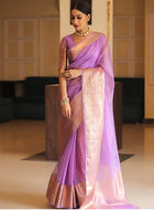 Lavender Organza Saree