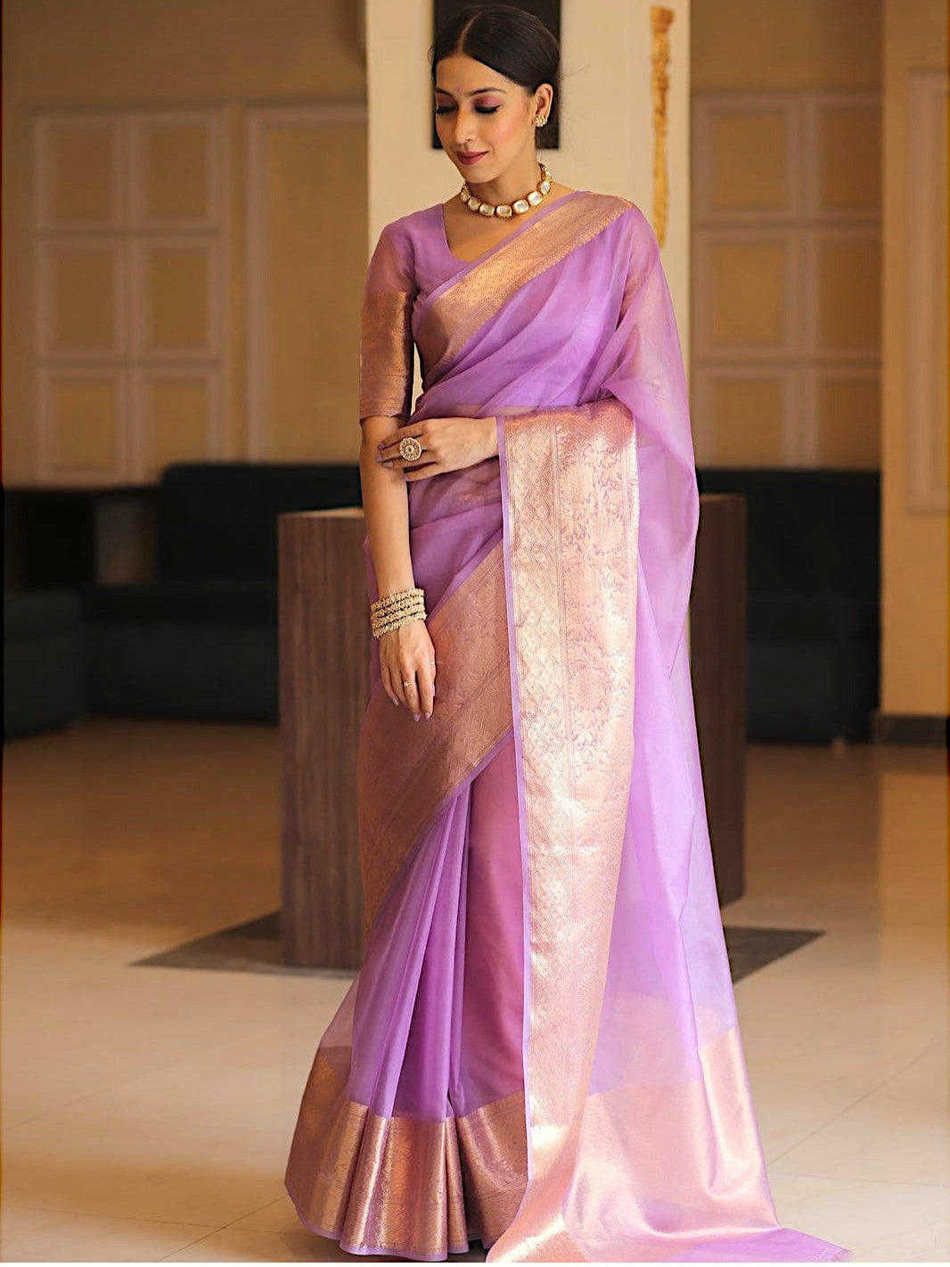 Lavender Organza Saree