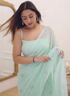 Light Blue Georgette Saree