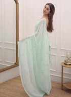 Light Blue Georgette Saree
