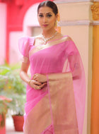 Light Pink Organza Saree