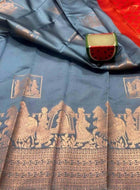 Litchi Silk Saree Grey