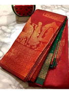 Litchi Silk Saree Red