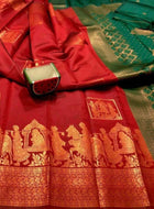 Litchi Silk Saree Red