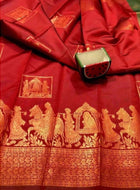 Litchi Silk Saree Red