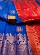 Litchi Silk Saree Royal Blue